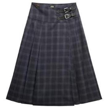 Jupe midi plissée à carreaux gris sombre – Superdry