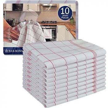BARBONS 10er Geschirrtücher Baumwolle Küchentücher Geschirrhandtücher – Geschirrtuch, Küchenhandtücher, Küchentuch, Geschirrtuch Baumwolle Geschirrhandtuch, Trockentücher Küche (10er, Blau-weiß kariert)