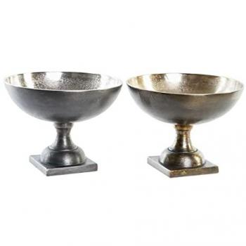 Centro de Mesa Dkd Home Decor 25 x 25 x 19 cm Plateado Dorado Moderno (2 Unidades)