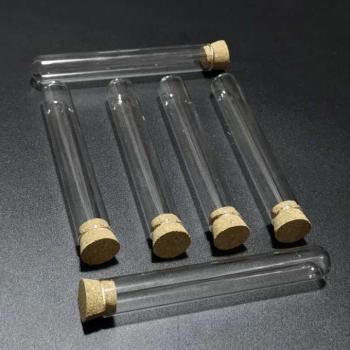 15x100mm Glass Test Tubes with Cork Stoppers (50pcs) for Lab Experiments