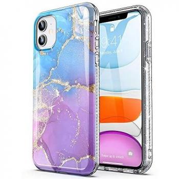 ULAK Cover Compatibile per iPhone 11 Blu Marmo Design Oro Brillantinata