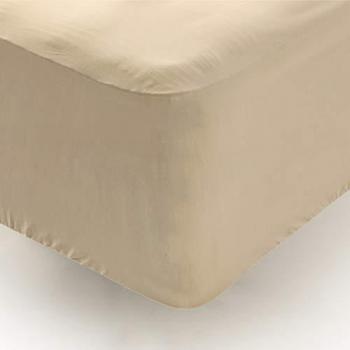 Sábana Bajera Ajustable 100% Algodón 180 Hilos Beige para Camas de hasta 34 cm