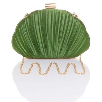 AJVANI Green Satin Pleated Evening Handbag – One Size