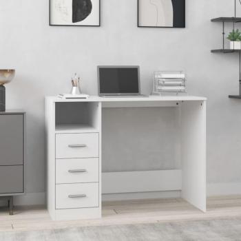 Mesa de Escritorio Moderno 102x50x76 – Blanco y Cajas Integradas