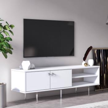 Mueble TV “Estilo Urbano” – 2 Puertas Batientes, 140x45x35 cm, Blanco