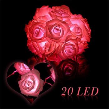 Vibrante Guirnalda Rosa ECLH, 20 LED para Vacaciones