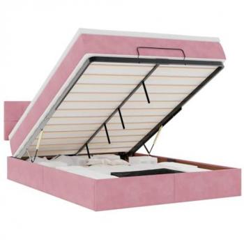 Vidaxl Letto Ottomano con Materasso Rosa Barzante 140x200 cm