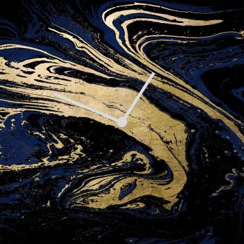 Queence Goldschimmernde Marmor-Dunkelblau-Wanduhr (handgefertigt)