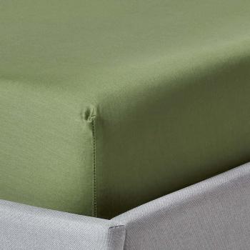 Drap-housse luxe 100 % coton égyptien 400 fils Vert mousse 140 x 190 cm