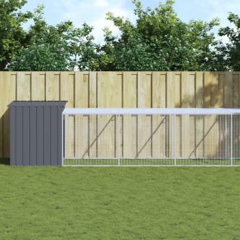 VidaXL Chicken Coop with Run Anthracite 43.3x239.8x43.3 Galvanized Steel