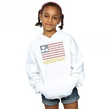 Woodstock meisjes hoodie met vlag in vervaagde stijl 12-13 wit
