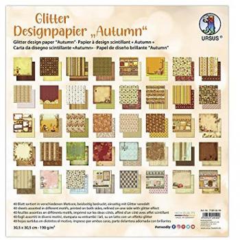 Designpapier Glitter Herbst 190g/qm 30,5x30,5cm VE=40 Blatt