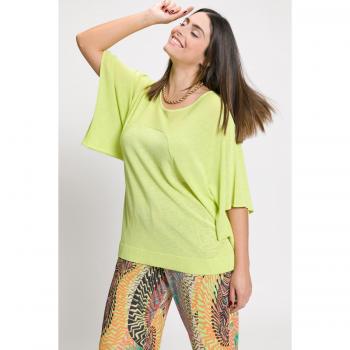 Plus‑Size Green Kimono Sleeve Fine Knit V‑Neck Top – Ulla Popken