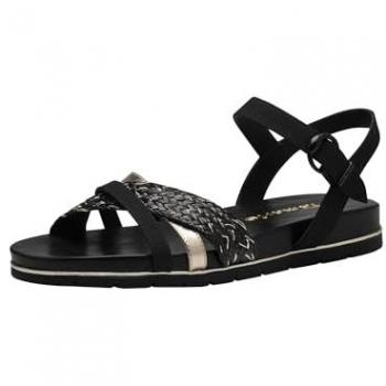 Tamaris Damen Sandale Schwarz mit Klett