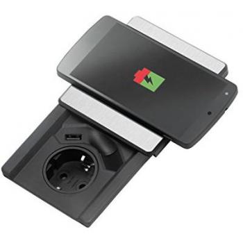 EVOline Square Qi‑Aufladen Steckdose Schulte – Edelstahl 80 mm
