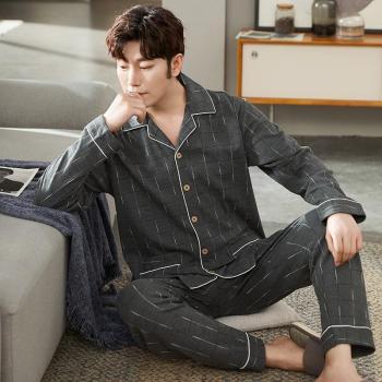 Conjunto de dormir para hombre, pijama de algodón, 2 piezas, talla grande hasta extragrande, estampado decorativo
