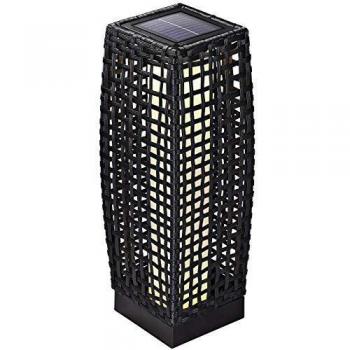 Lampe Solaire Lumière Jardin avec 25 LED en Polyrotin Noir de 50cm, Panneau Solaire, Protection IP44 et Bouton ON/OFF pour Chemin de Jardin, Terrasse et Balcon