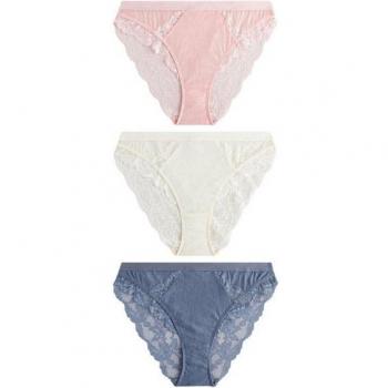 3er-Pack Slips mit hohem Bein und Spitze
