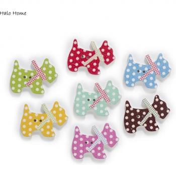 30 pcs Mixed Style Wooden Dog Buttons 2 Hole for Sewing and Home Decor 29x21mm
