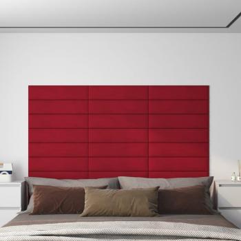 Pannelli Murali 12 pz Rosso Vino 60x15 cm Velluto 1,08 m² Vidaxl Rosso