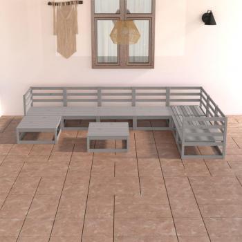 VidaXL 8 Piece Outdoor Seating Set Grey Solid Pinewood
