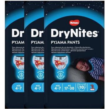 Huggies Nachtwindeln für Jungen, 3 x 10, Größen 4-7