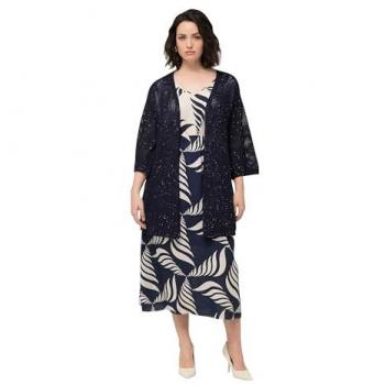 Ulla Popken Strickjacke 3/4-Arm V-Ausschnitt in Blau