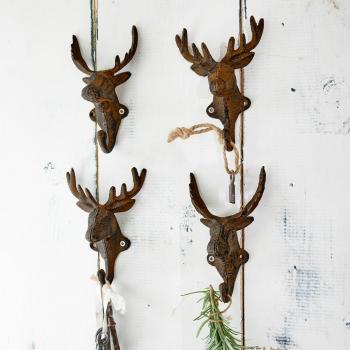 Antikbraune Haken 4er Set Hirsch