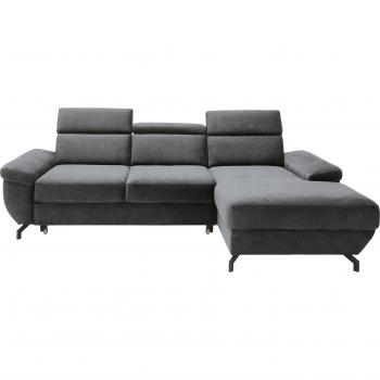 TRENDMANUFAKTUR L-Form Sofa Rima, anthrazit, mit Bettfunktion