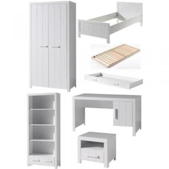 Chambre enfant 7 pièces Erik Bois Massif Blanc