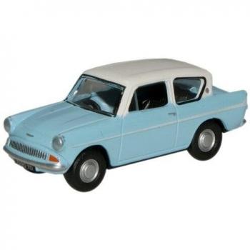 Light Blue & Ermine White 1:76 Ford Anglia by Oxford Diecast – #76105007