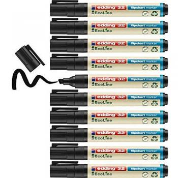 Edding 32 EcoLine Flipchartmarker, schwarz, 10 Stk., Keilspitze 1-5 mm