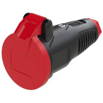 Presa di sicurezza in gomma e plastica 230 V IP54 nera e rossa