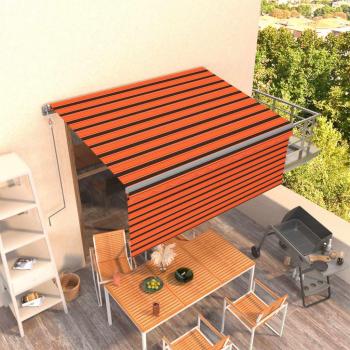 Auvent automatisé avec store 3×2,5 m VidaXL – teinte orange et marron