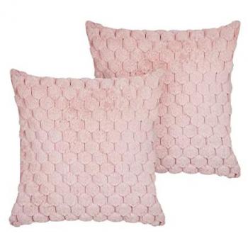 Set di 2 cuscini rosa pastello con motivo a nido d'ape