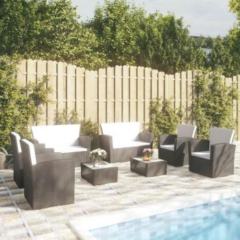 VidaXL Set de muebles de jardín 8 piezas con cojines de ratán sintético negro