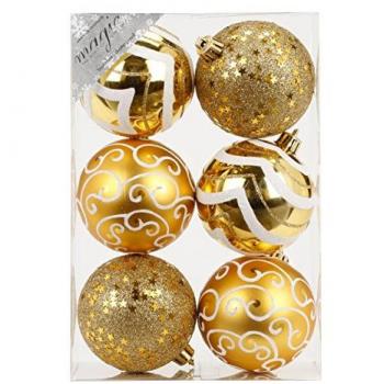 INGE-GLAS® Weihnachtskugeln 8cm Gold Kunststoff 6 Stück