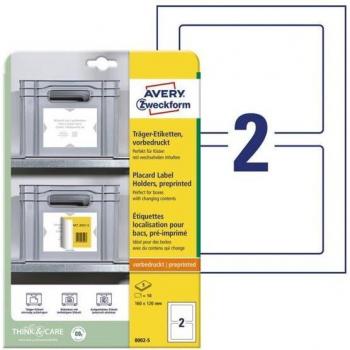Avery-Zweckform 8002-5 Träger-Etiketten 160 x 120 mm Polypropylen Weiß, Hellgrau 10 St. Permanent h