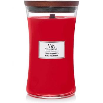 WoodWick Vela Perfumada Berries Carmesí 610 g con mecha de madera, fragancia para habitaciones en tarro grande