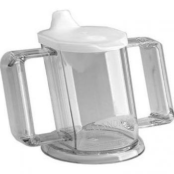 Verre ergonomique transparent avec poignées et couvercle Handicup