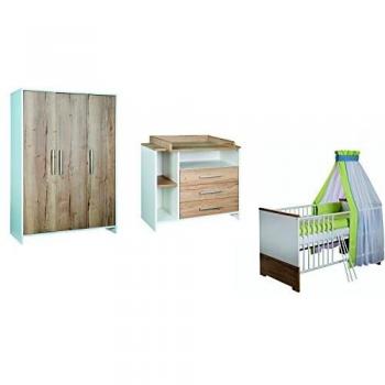 Cameretta Eco Plus 3 ante in legno naturale e bianco