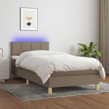 VidaXL Boxspringbett mit LED und Matratze Taupe 90x190 cm