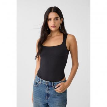 Stradivarius Black Bodysuit Square Neck L