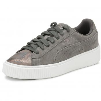 Grey Pearl Suede Platform Trainer