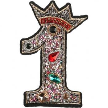 Applique Couronne 0-9 pour Tissu, Perles & Rhinestones