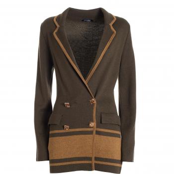 Blazer de tricô com rebite duplo, caimento tradicional