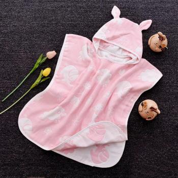 Toalla de baño de gasa de algodón 6 capas en colores rosa, azul y blanco