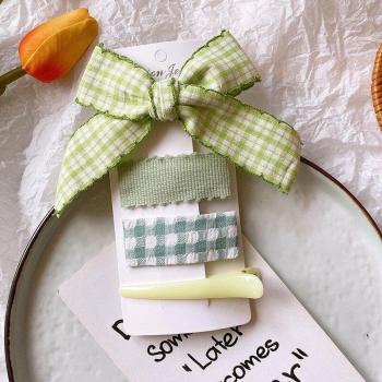 4 Uds Horquillas de Tela Verde para Niñas
