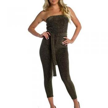 Gürtel‑Glam Maxi-Jumpsuit – Angie's Bandeau Style, S