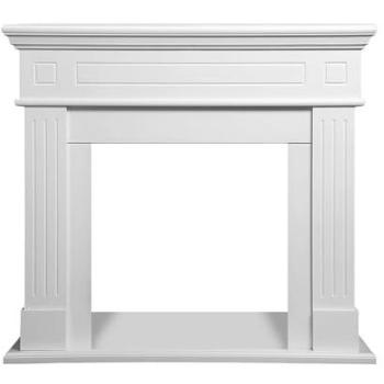 Marco de Chimenea Estilo Cambridge, 110 cm Ancho, 36 cm Profundidad, 100 cm Alto, Blanco